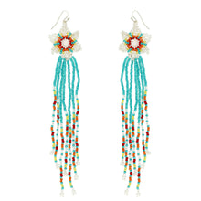 Load image into Gallery viewer, Western Aztec Flower Bead Fringe Earrings
