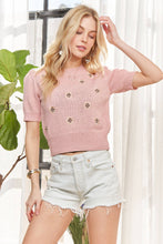 Load image into Gallery viewer, PEARL ACCENT FLORAL SWEATER TOP
