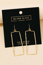 Load image into Gallery viewer, Gold Dipped Hammered Rectangle Earrings
