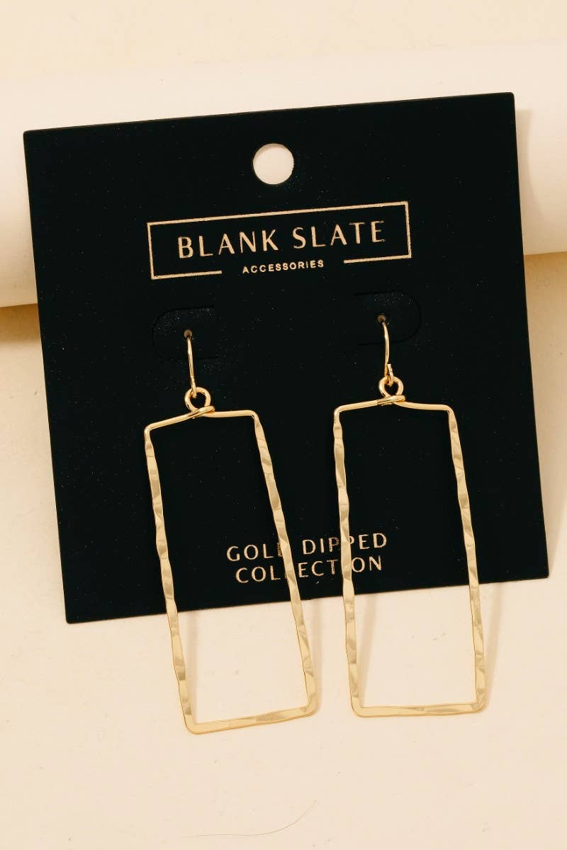 Gold Dipped Hammered Rectangle Earrings