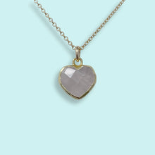 Load image into Gallery viewer, Pink Rose Quartz Heart of Stone Necklace
