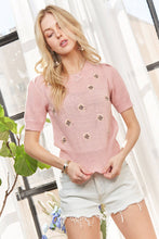 Load image into Gallery viewer, PEARL ACCENT FLORAL SWEATER TOP
