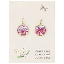 Load image into Gallery viewer, Pink Purple Round Dried Flower Earring
