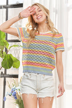 Load image into Gallery viewer, LIGHTWEIGHT STRIPE CROCHET TOP
