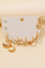 Load image into Gallery viewer, Pearl Sea Life And Sun Earrings Set
