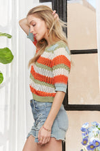 Load image into Gallery viewer, STRIPED 3/4 SLEEVES SWEATER TOP
