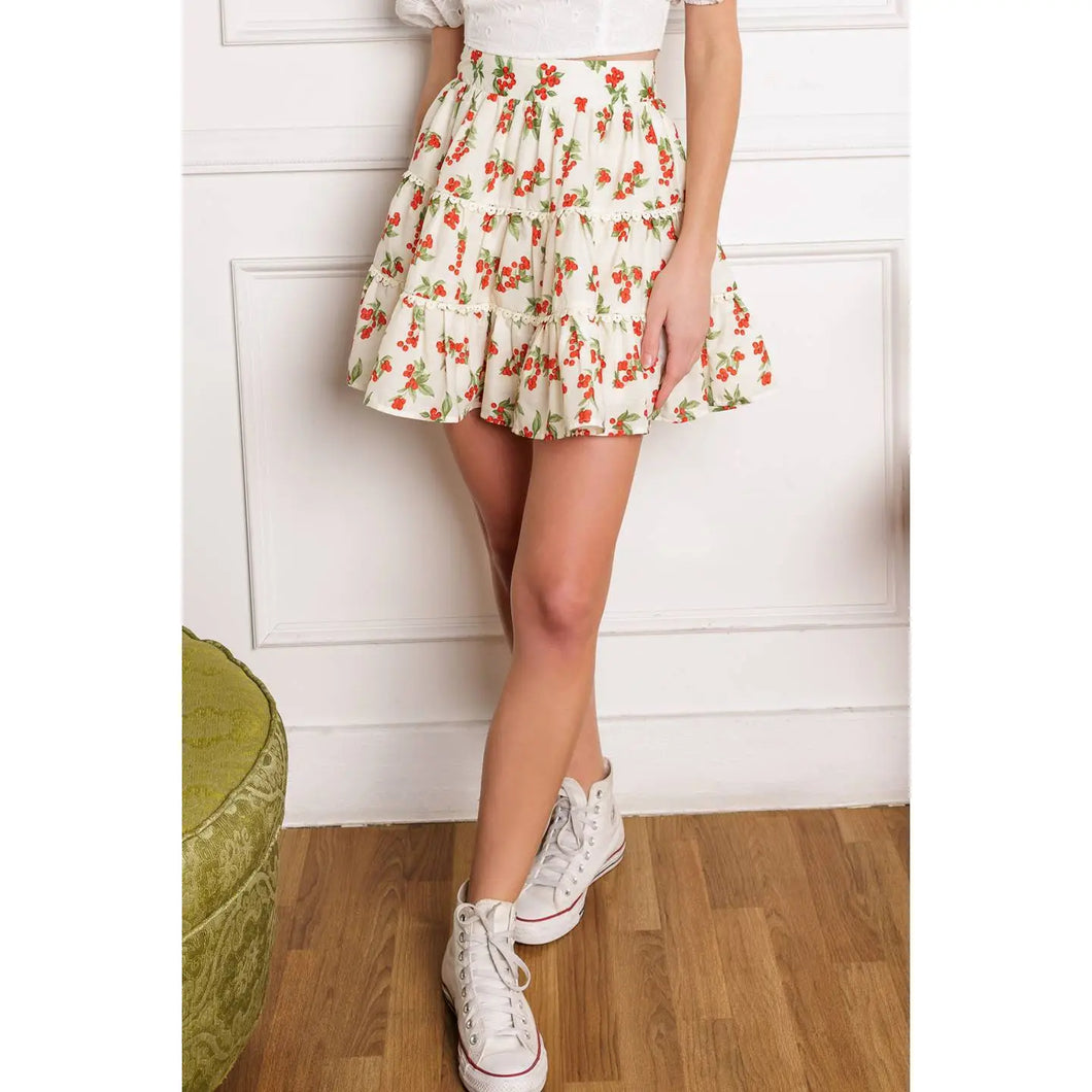 A Printed Woven Mini Skirt