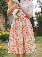 Load image into Gallery viewer, Pastel Pink Floral Fantasy Midi Skirt
