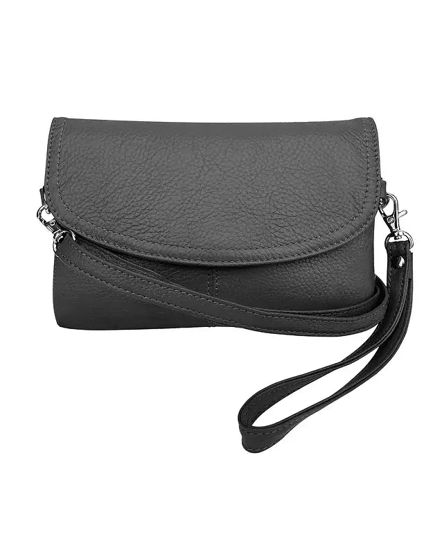 Leather crossbody clutch bag