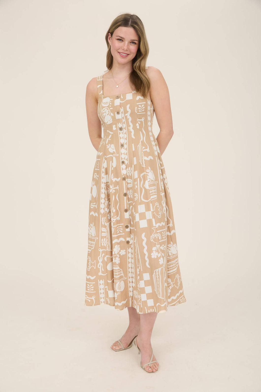 Fruit Print Midi Dress