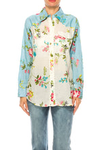 Load image into Gallery viewer, Floral Split Print Button Down Shirt with Lace
