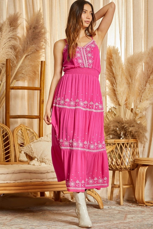Embroidered Dress With Sweetheart Neckline