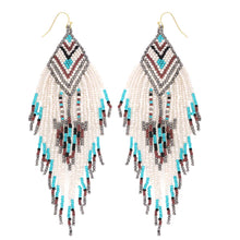 Load image into Gallery viewer, Native American Beaded Long Drop Earrings
