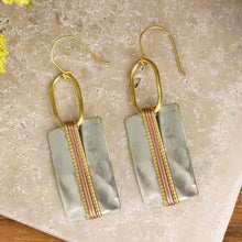 Load image into Gallery viewer, Bold Boho Silver Mixed Metal Bar Earring
