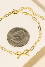 Load image into Gallery viewer, Gold Dipped Ribbon Bow Charm Chain Bracelet
