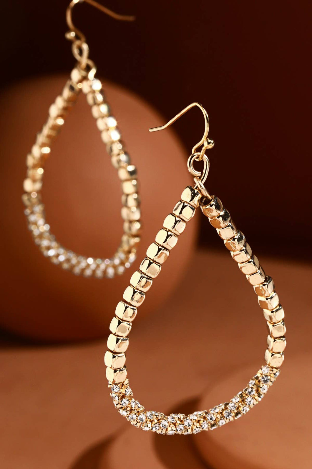 Pave Cubic Beaded Teardrop Earrings