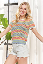 Load image into Gallery viewer, LIGHTWEIGHT STRIPE CROCHET TOP
