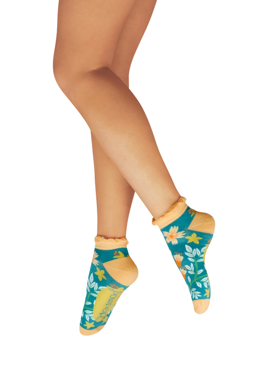 Ladies Trainer Socks - Heavenly hedgerow - Teal: Blue