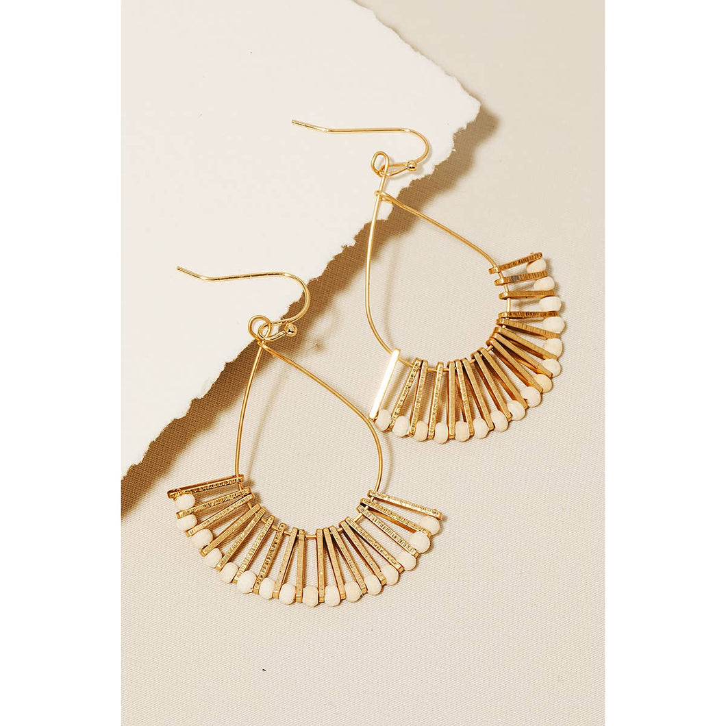 Metallic Bar And Bead Fringe Earrings