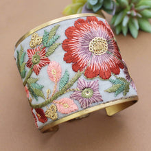 Load image into Gallery viewer, Autumn Bloom Embroidered Cuff Bracelet
