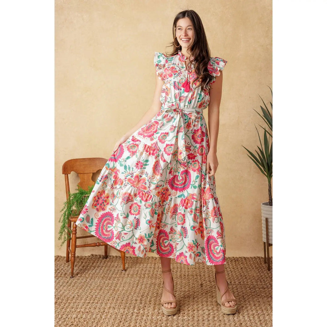 A Printed Woven Midi Dress