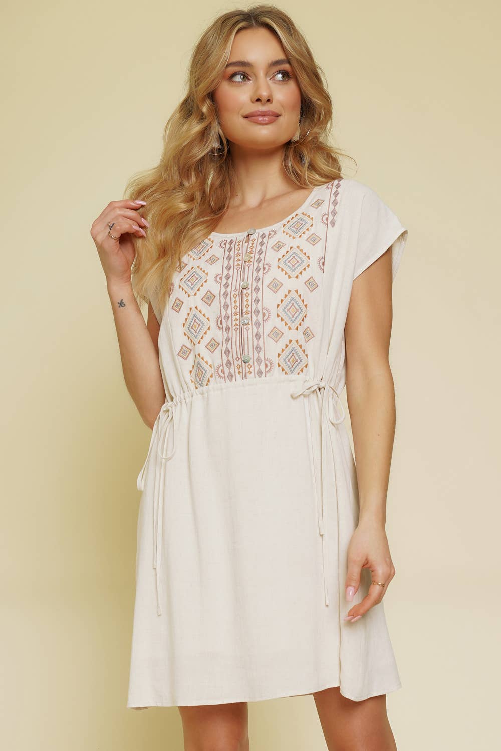 Embroidered Linen Dress