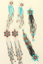 Load image into Gallery viewer, Western Aztec Flower Bead Fringe Earrings
