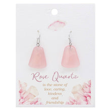 Load image into Gallery viewer, Rose Quartz Rectangle Drop Earrings
