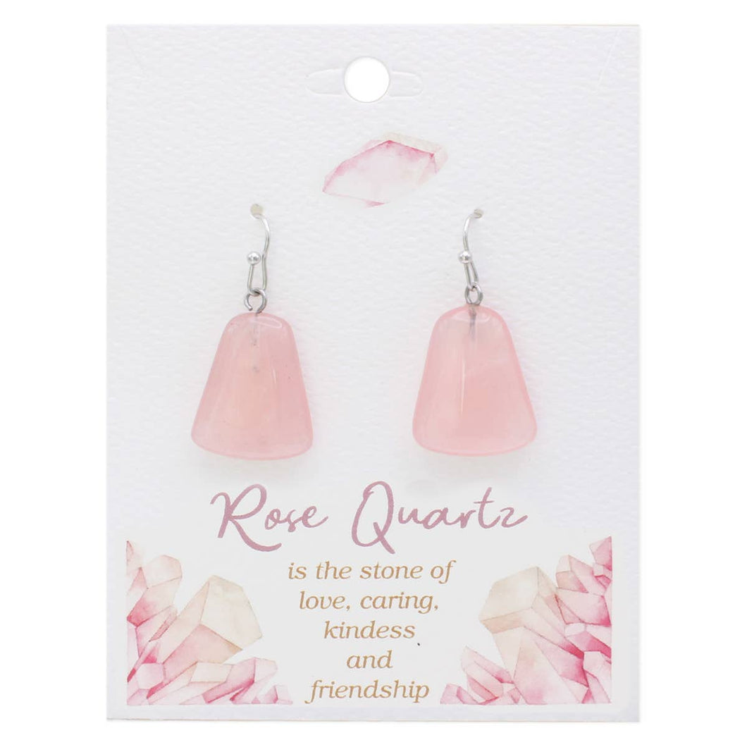 Rose Quartz Rectangle Drop Earrings