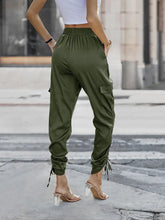 Load image into Gallery viewer, Satin Ruched Cargo Jogger Pants
