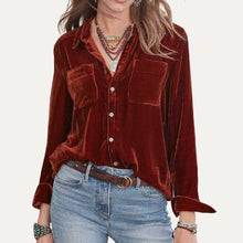 Load image into Gallery viewer, Classic Velvet Button Down Top
