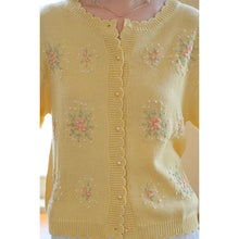 Load image into Gallery viewer, Scalloped Hem Cardigan with Floral Embroidery
