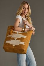 Load image into Gallery viewer, Camel &amp; Cream Aztec Tote
