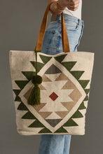 Load image into Gallery viewer, Cream, Green &amp; Tan Western Tote
