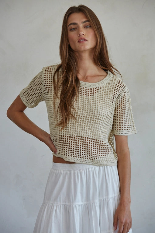 Knit Sweater Short Sleeve Top