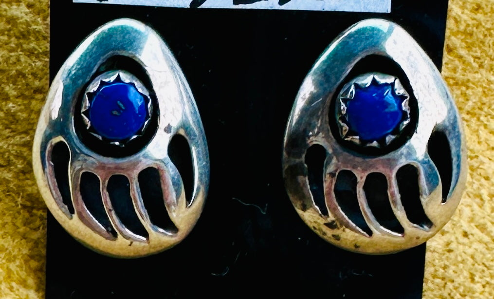 Vintage Lapis Bear Claw Earrings