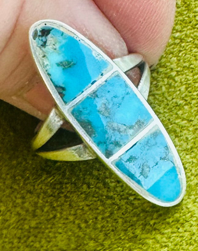 Vintage Zuni Turquoise Inlay Ring