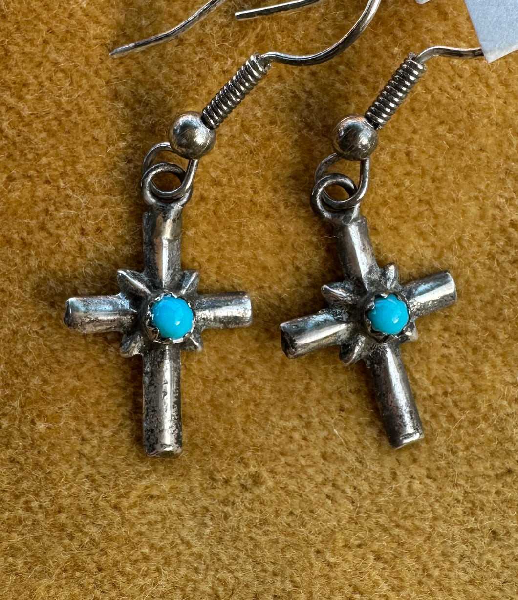 Vintage Turquoise Cross Earrings