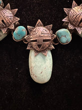 Load image into Gallery viewer, Vintage Turquoise Zuni Sun face Necklace
