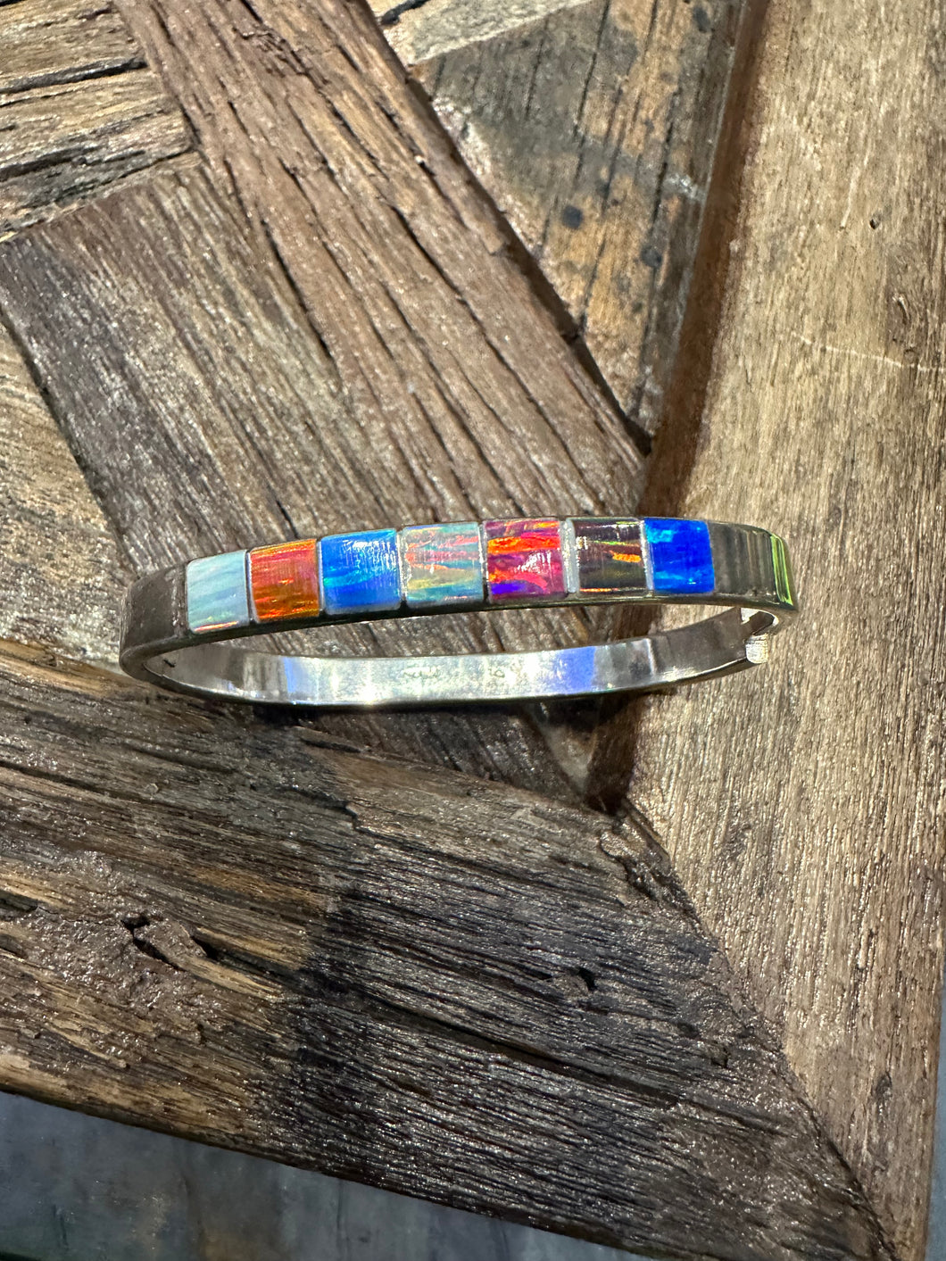 Vintage Zuni Inlay Hinged Bracelet
