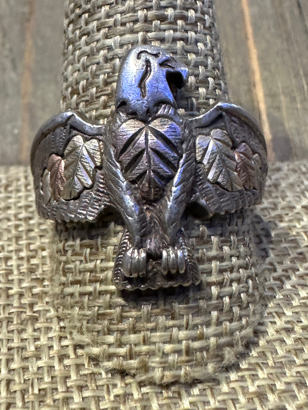 Old Pawn Eagle Ring with gold/rose gold detail