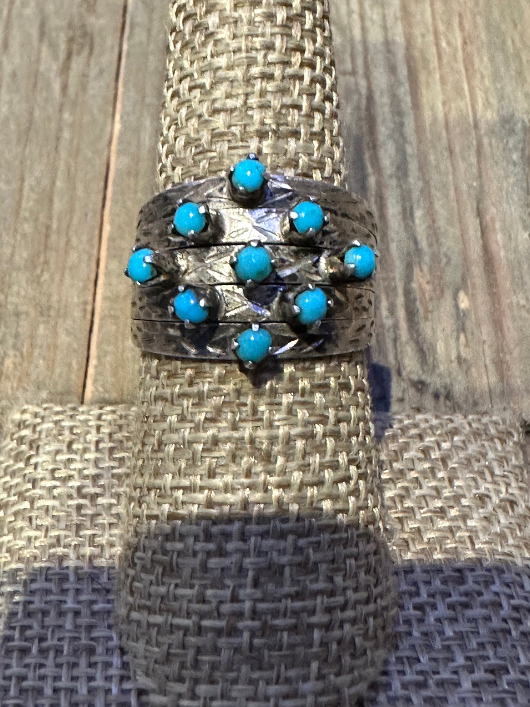 Old Pawn 5 band hinged turquoise ring