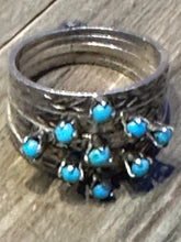 Load image into Gallery viewer, Old Pawn 5 band hinged turquoise ring
