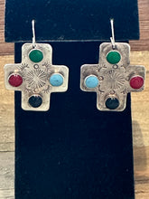 Load image into Gallery viewer, Old Pawn sterling silver cross earrings
