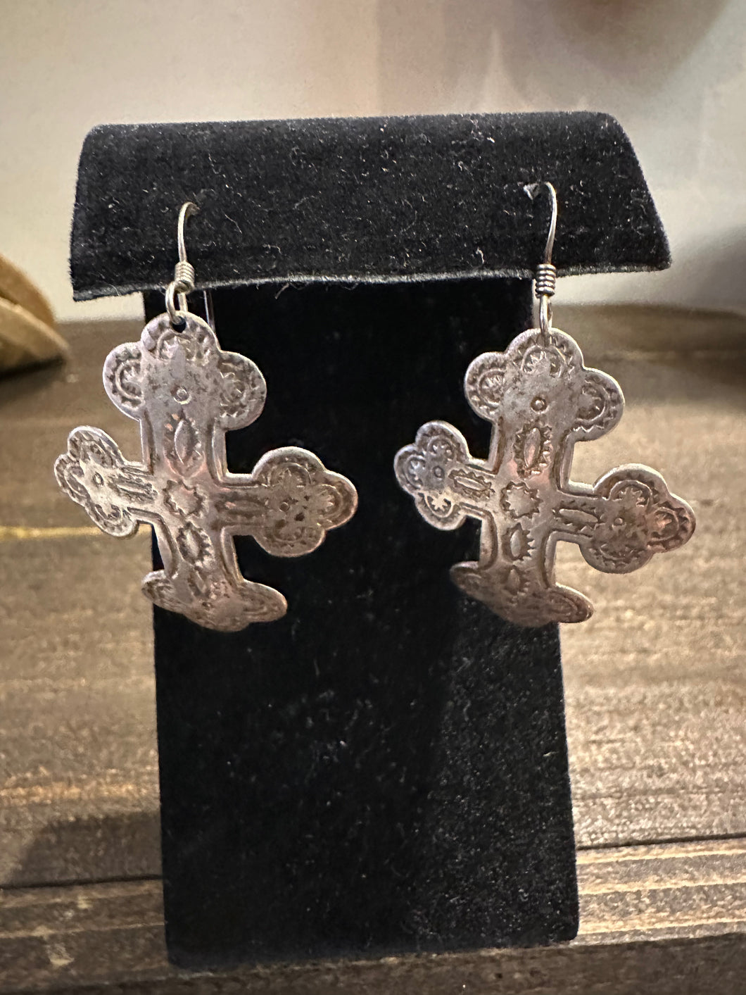 Vintage Sterling Silver Cross Earrings