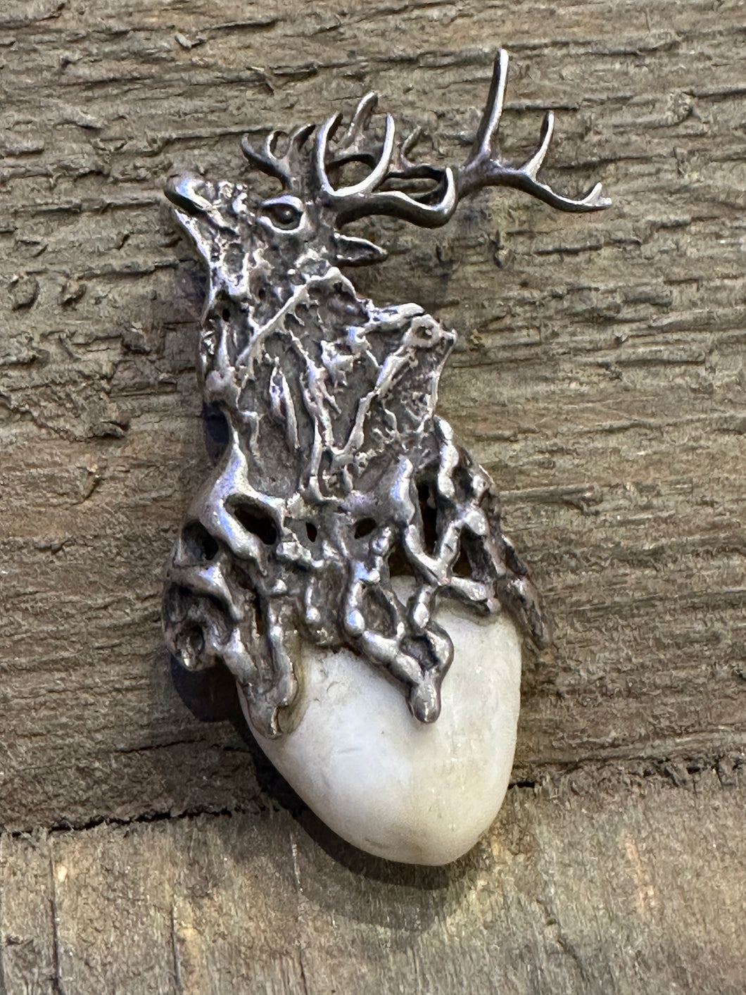 Elk Ivory Tooth Pendant with Sterling Silver