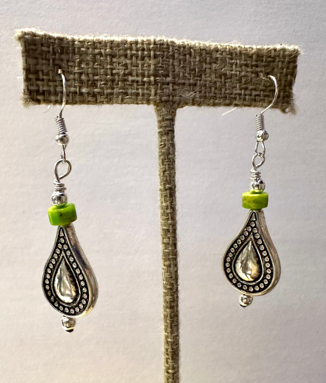 Green Turquoise Sterling Silver Earrings