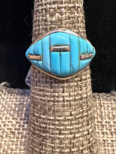 Load image into Gallery viewer, Vintage Turquoise Zuni Inlay Ring
