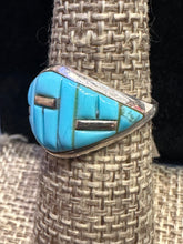 Load image into Gallery viewer, Vintage Turquoise Zuni Inlay Ring
