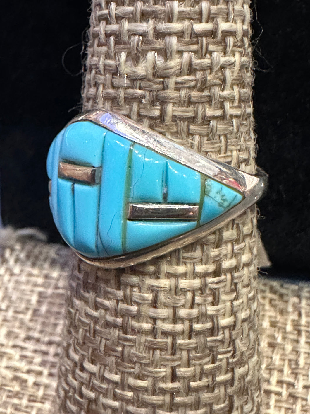 Vintage Turquoise Zuni Inlay Ring